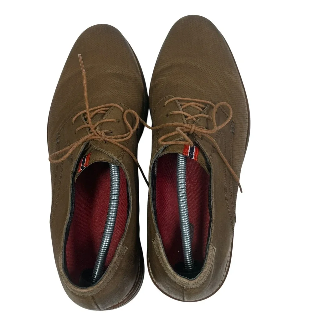Dr Scholls Mens Weekly Taupe Brown Leather Oxford Shoes Sz 12 Perforated‎